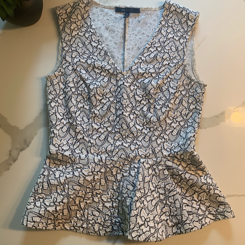 BCBG Amaya Lace Peplum Top
